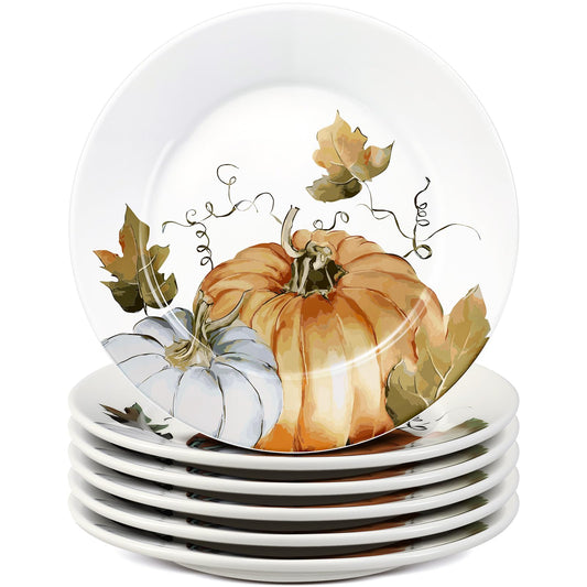 Beeniro Beeniro Elegant Fall Pumpkin Ceramic Plates | Set of 6 (6 Inch) Standard