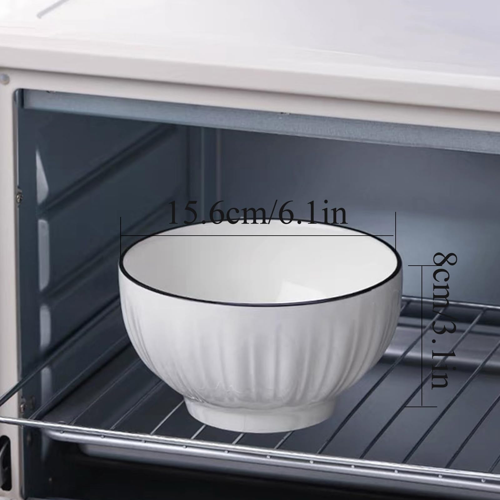 Beeniro Beeniro Elegant White Ceramic Cereal Bowls | Set of 4 (700ml, 15x8cm)