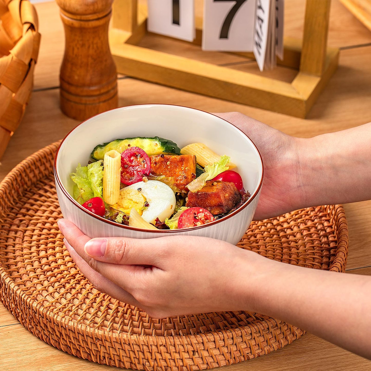 Beeniro Beeniro Luxury Ceramic Cereal Bowls Set of 4 | 700ml (15x8cm) Color D