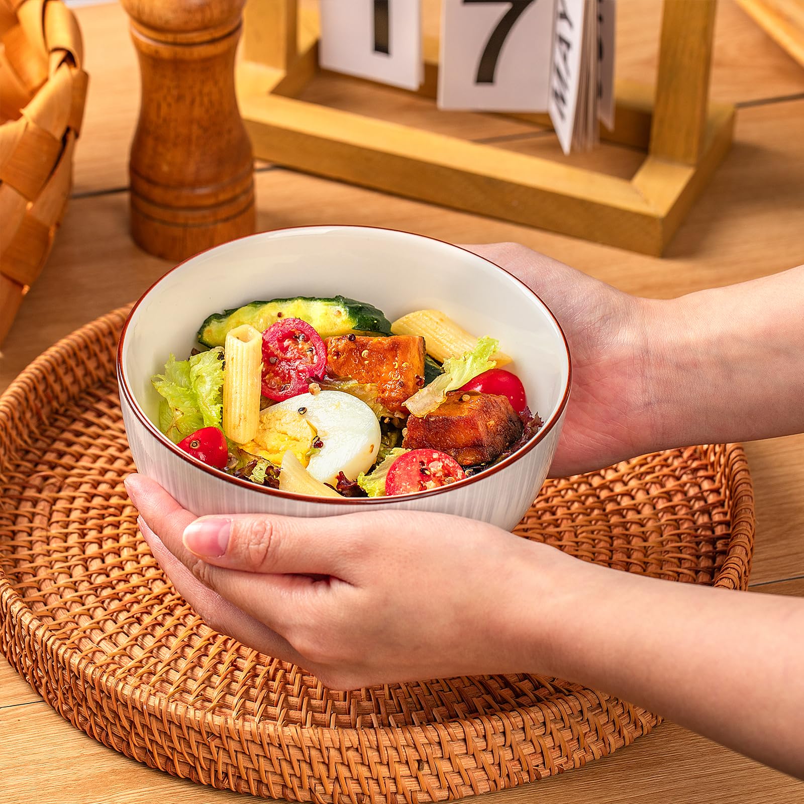 Beeniro Beeniro Luxury Ceramic Cereal Bowls Set of 4 | 700ml (15x8cm) Color D
