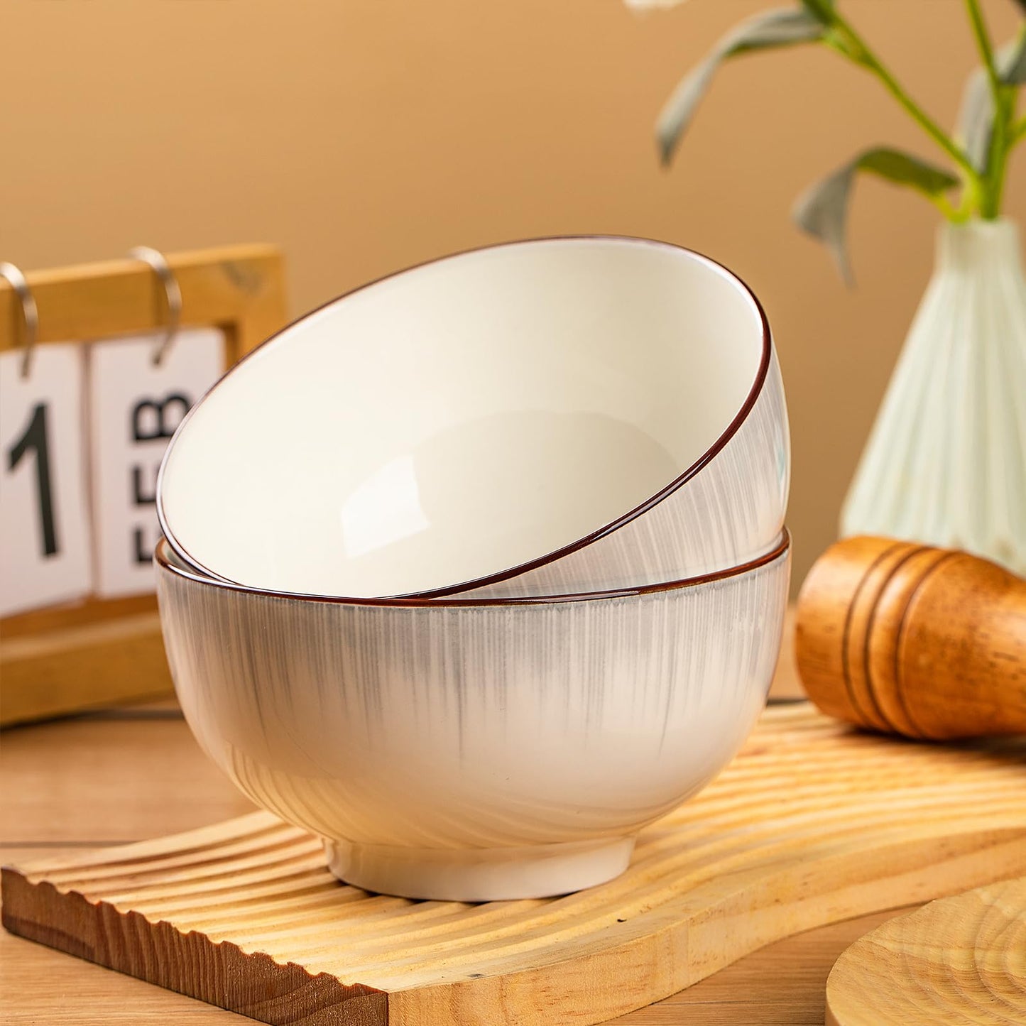 Beeniro Beeniro Luxury Ceramic Cereal Bowls Set of 4 | 700ml (15x8cm) Color D