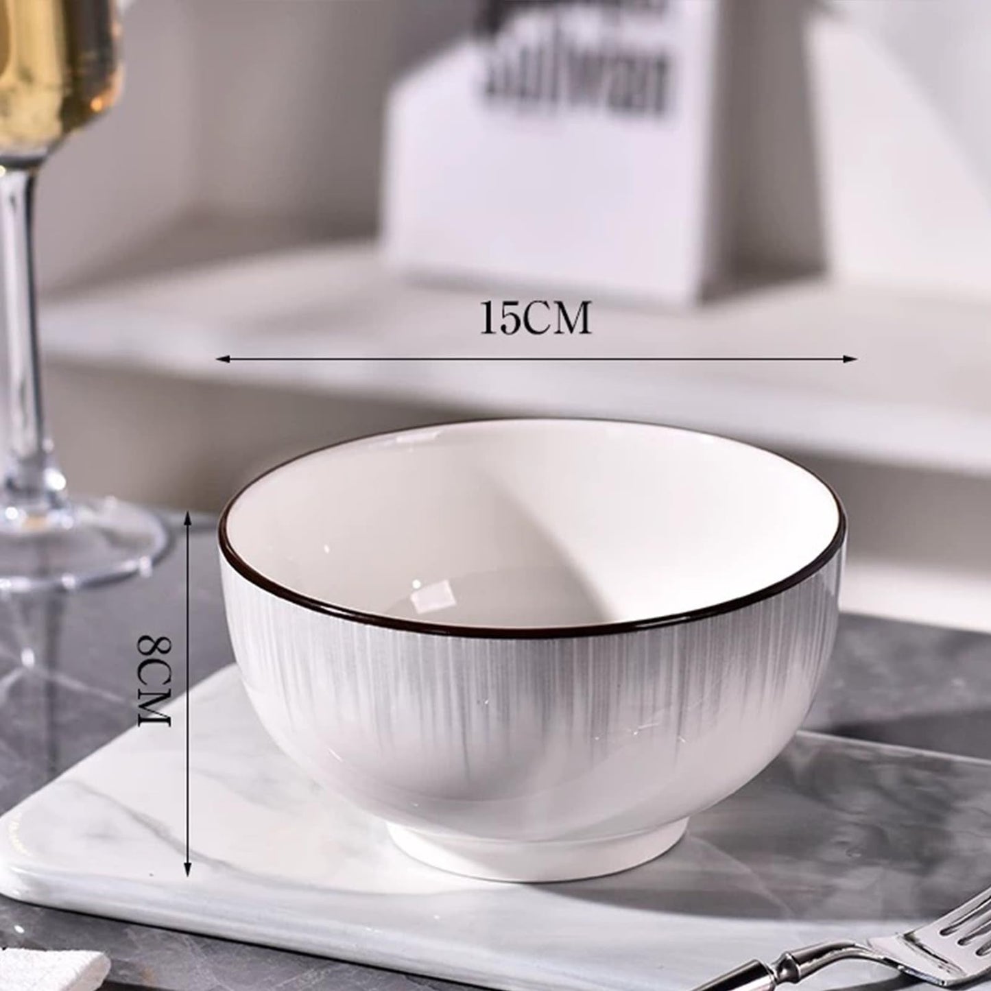 Beeniro Beeniro Luxury Ceramic Cereal Bowls Set of 4 | 700ml (15x8cm) Color D