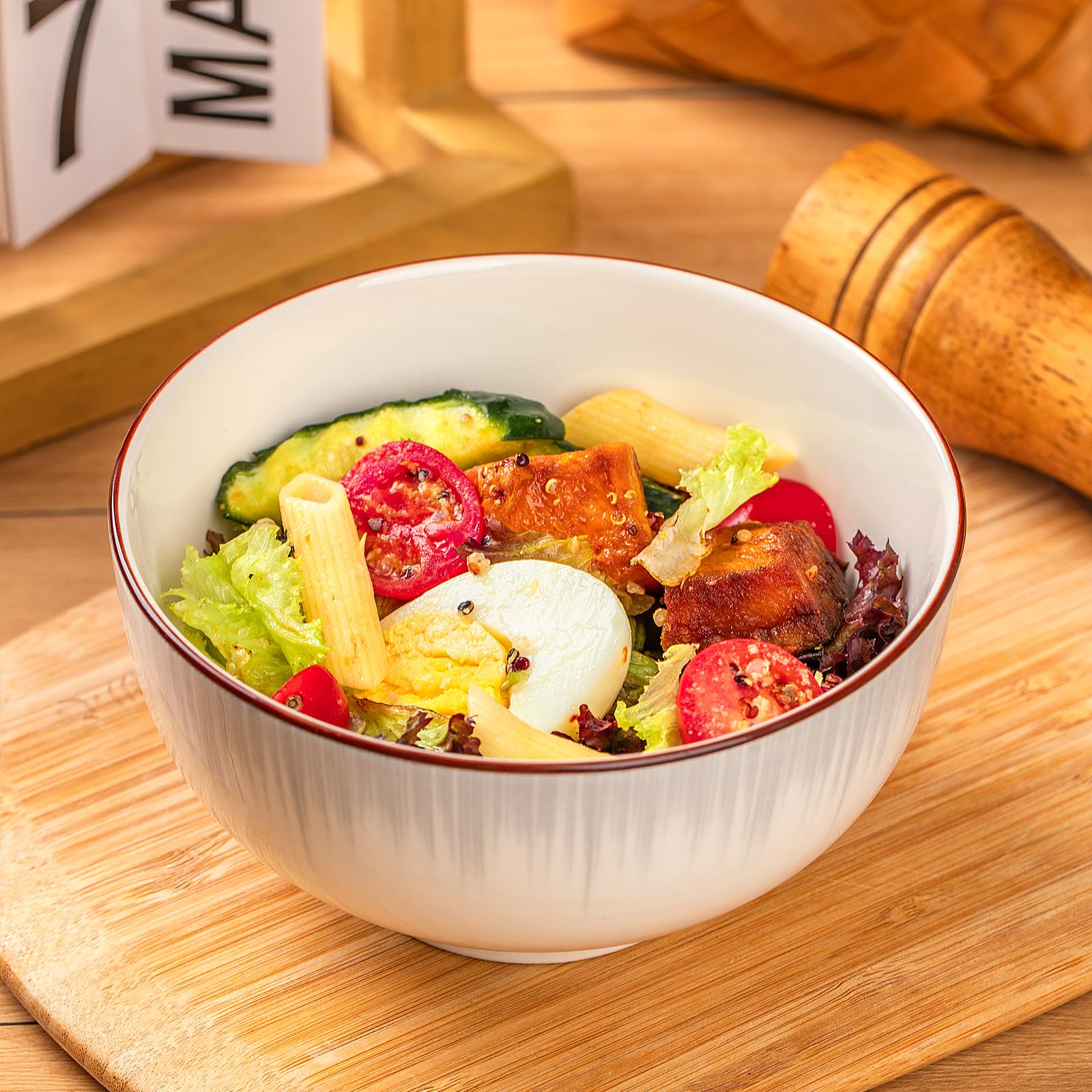 Beeniro Beeniro Luxury Ceramic Cereal Bowls Set of 4 | 700ml (15x8cm) Color D