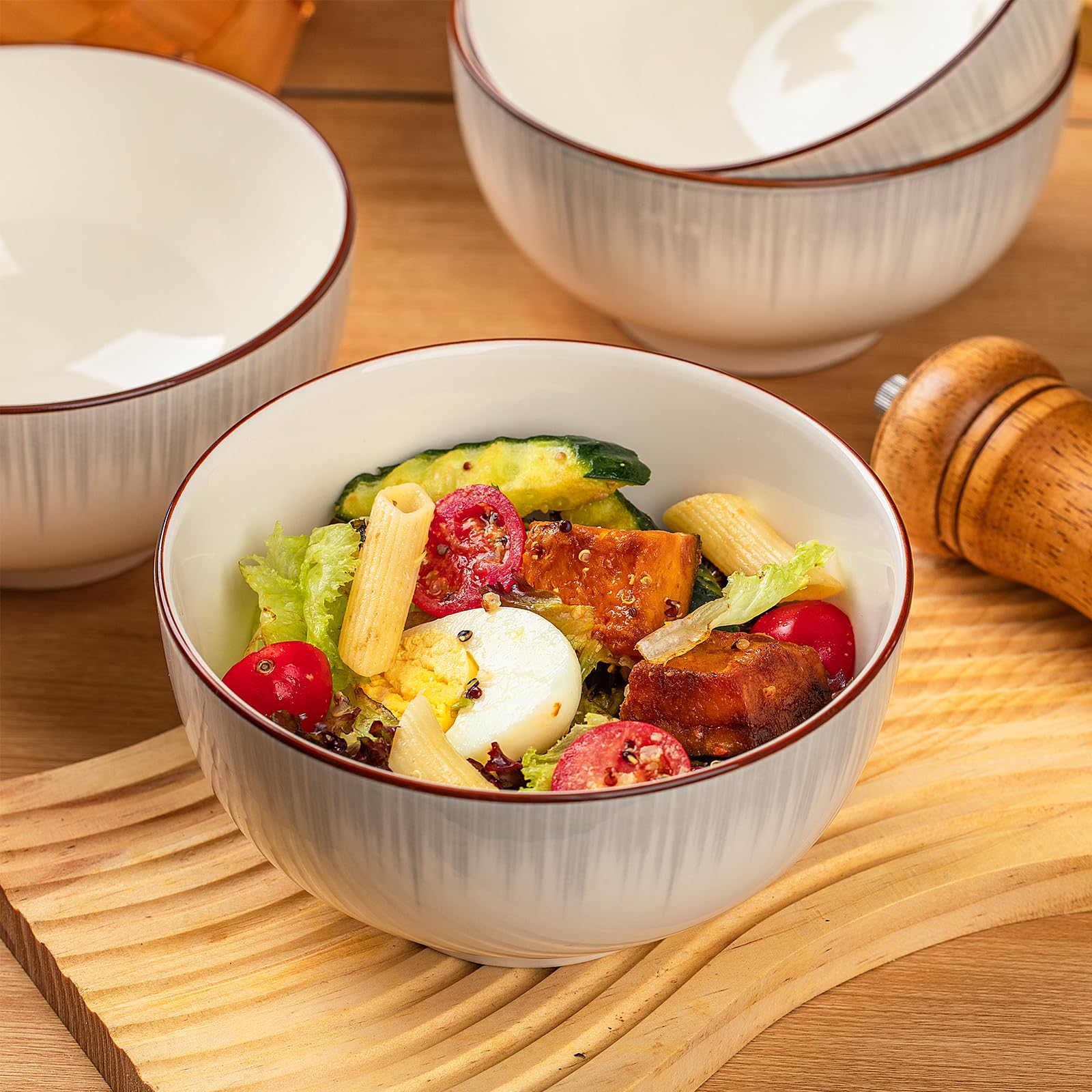 Beeniro Beeniro Luxury Ceramic Cereal Bowls Set of 4 | 700ml (15x8cm) Color D