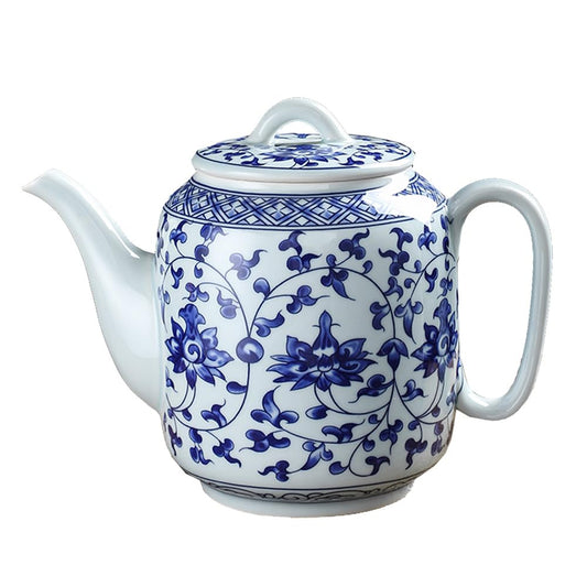 Beeniro Beeniro Modern Blue & White Ceramic Teapot with Lid | 28oz White