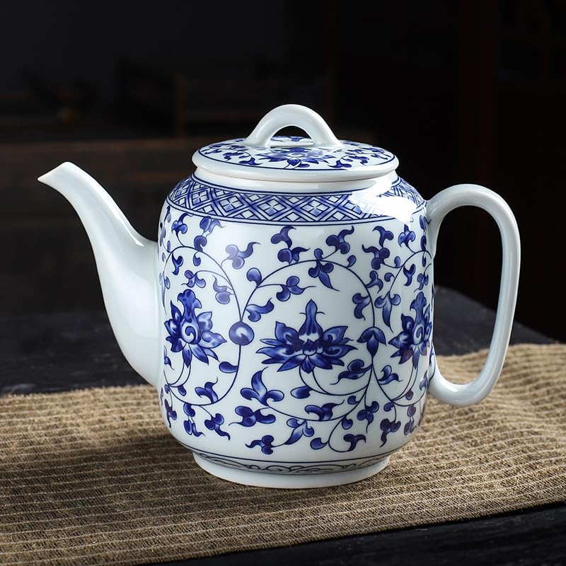 Beeniro Beeniro Modern Blue & White Ceramic Teapot with Lid | 28oz