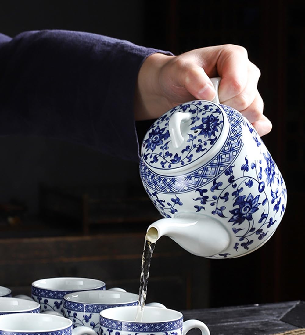 Beeniro Beeniro Modern Blue & White Ceramic Teapot with Lid | 28oz