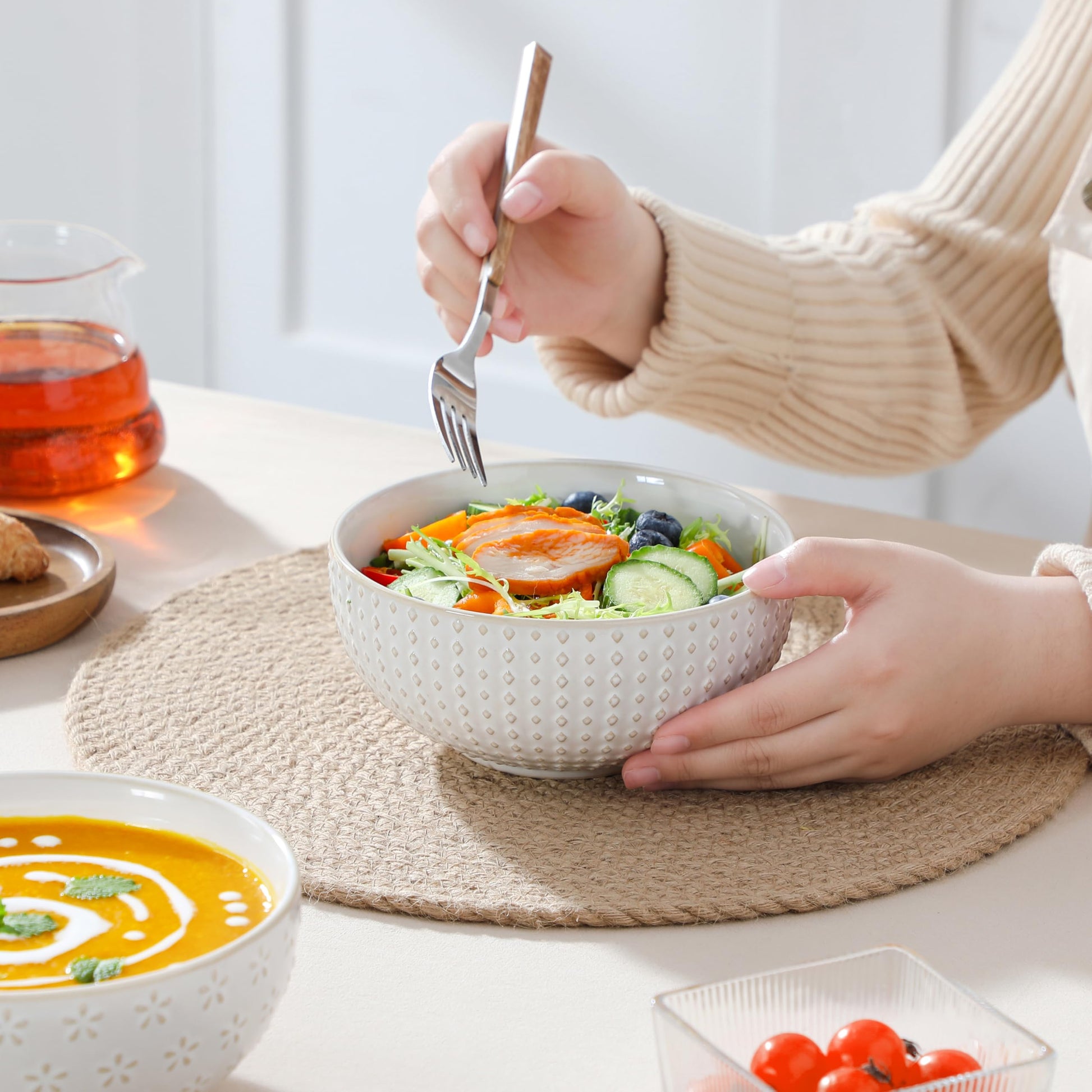 Beeniro Beeniro Modern Stoneware Cereal Bowls Set of 4 | 30oz (6 Inch)