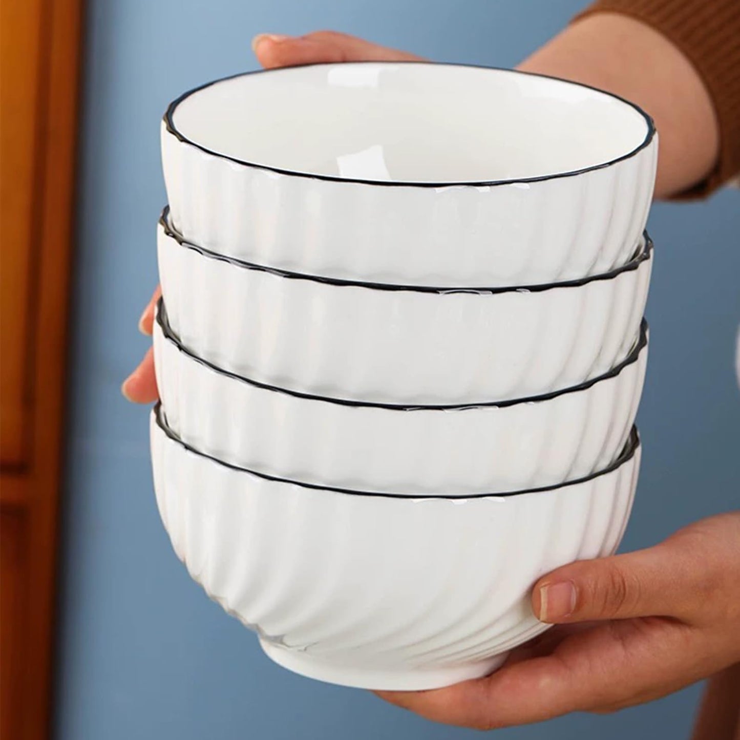 Beeniro Beeniro Premium Ceramic Cereal Bowls Set of 4 | 700ml (15x8cm) Color C