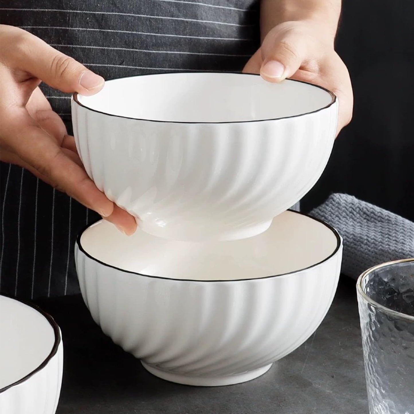 Beeniro Beeniro Premium Ceramic Cereal Bowls Set of 4 | 700ml (15x8cm) Color C