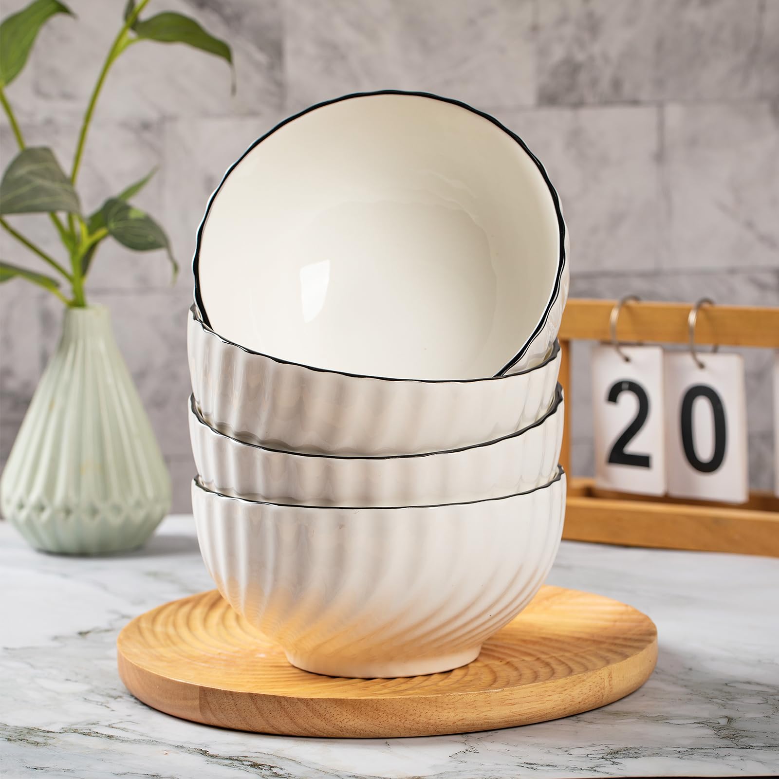 Beeniro Beeniro Premium Ceramic Cereal Bowls Set of 4 | 700ml (15x8cm) Color C
