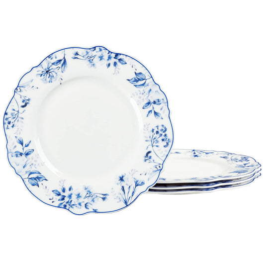 Beeniro Beeniro Premium Light Blue Floral Porcelain Dessert Plates | Set of 4 (20.5cm) Blue