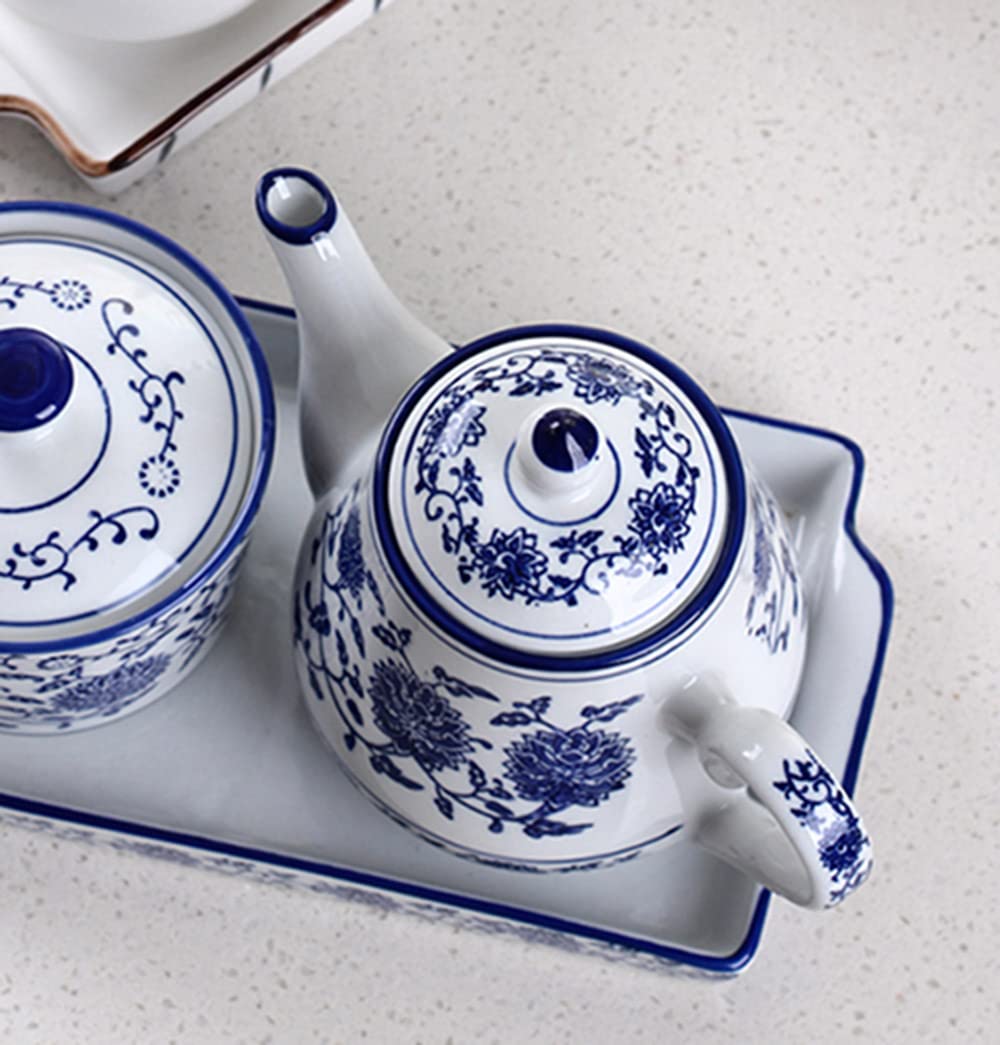 Beeniro Beeniro Modern Blue & White Ceramic Teapot with Lid | 500ml Small