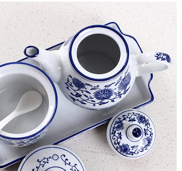 Beeniro Beeniro Modern Blue & White Ceramic Teapot with Lid | 500ml Small