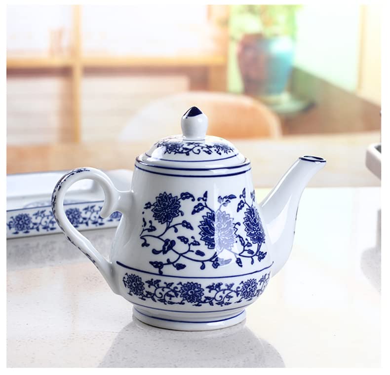 Beeniro Beeniro Modern Blue & White Ceramic Teapot with Lid | 500ml Small