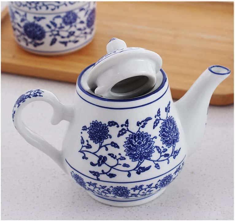 Beeniro Beeniro Modern Blue & White Ceramic Teapot with Lid | 500ml Small